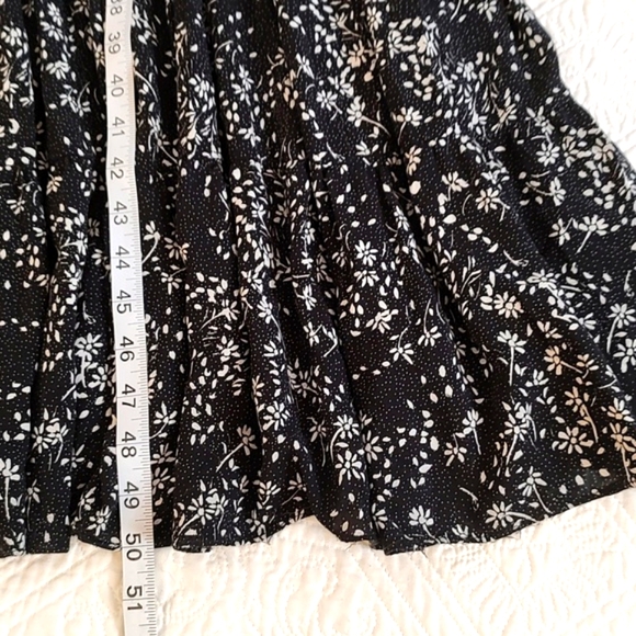 Zara Black & White Floral Peasant Style Midi Dress / Size Small - Picture 8 of 12